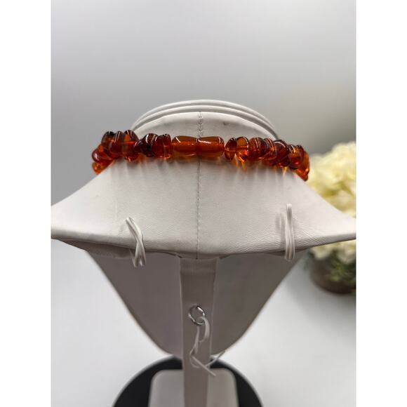 Baltic Amber Vintage Polished Bright Cognac Honey Translucent Nugget Necklace - Picture 5 of 7